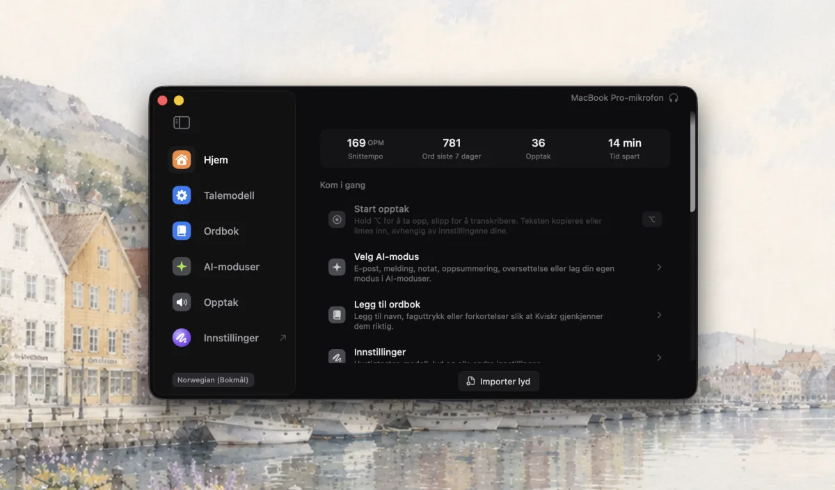 Kviskr-appen på macOS